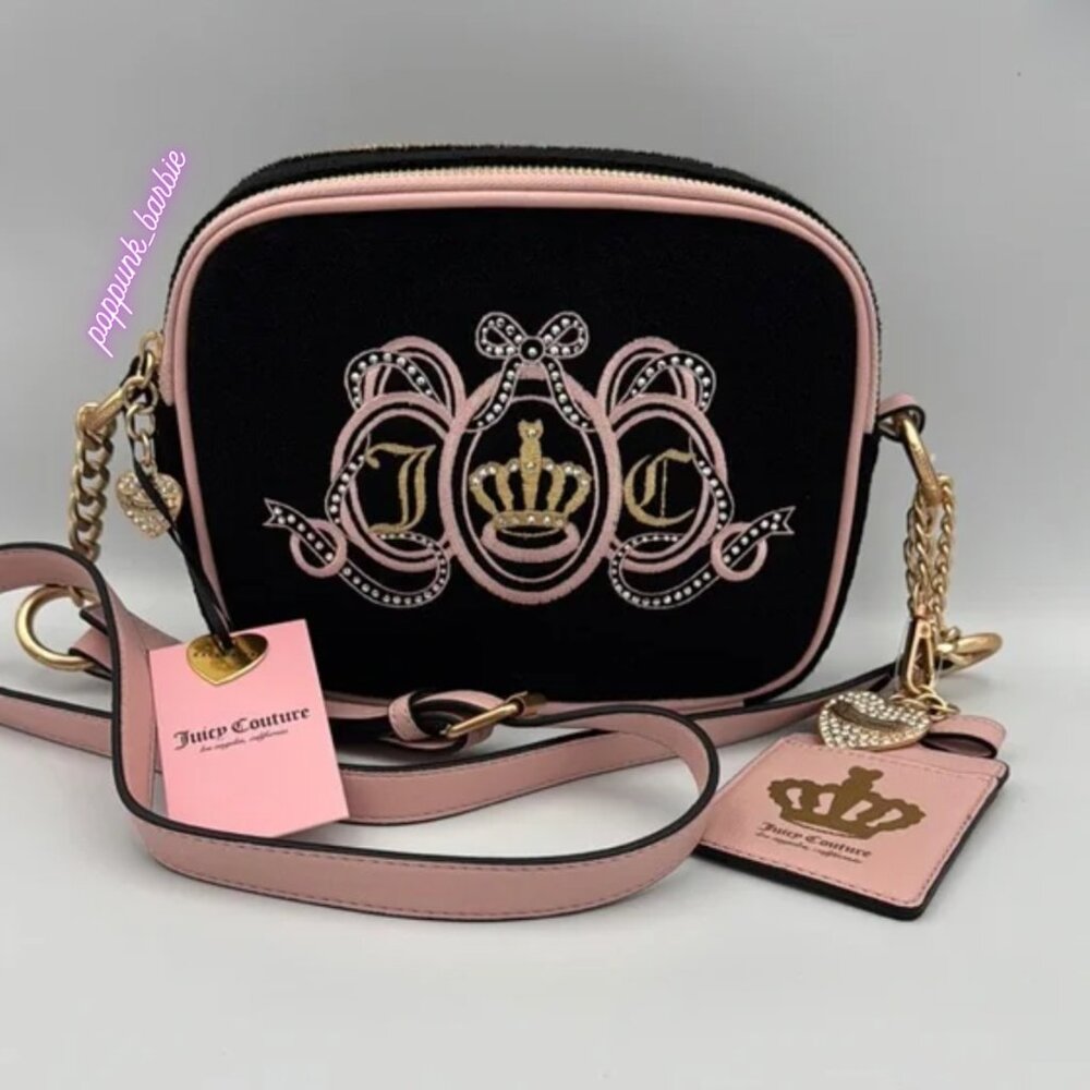 Juicy Couture Lovers Club Black Pink Camera‎ Bag NWT Y2K